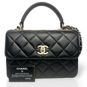 CHANEL TRENDY MEDIUM LIGHT GOLD HW BLACK HANDBAG